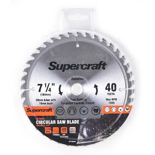 Supercraft Circular Saw Blade TCT 184mm/7-1/4in  x 40 Teeth