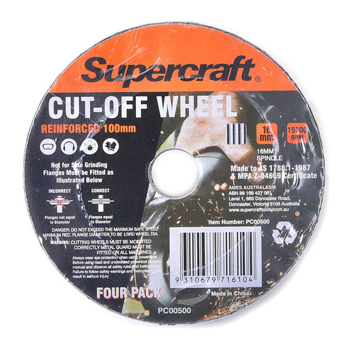 Supercraft 4-Pack Metal Cut Off Wheel 100mm x 16mm