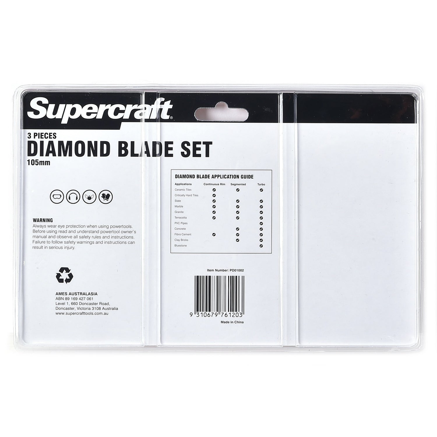 Supercraft 3-Piece Diamond Blade Set