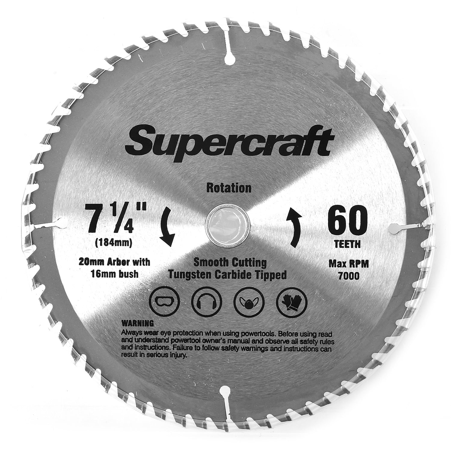 Supercraft Circular Saw Blade TCT 184mm/7-1/4in x 60 Teeth