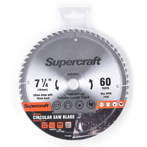 Supercraft Circular Saw Blade TCT 184mm/7-1/4in x 60 Teeth