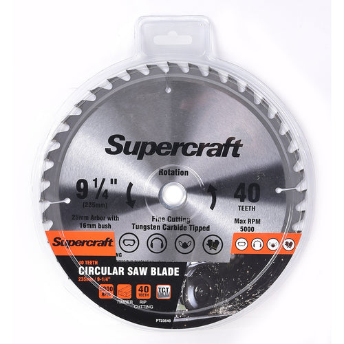 Supercraft Circular Saw Blade TCT 235mm/9-1/4in x 40 Teeth