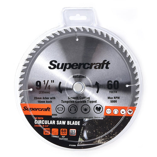 Supercraft Circular Saw Blade TCT 235mm/9-1/4in x 60 Teeth
