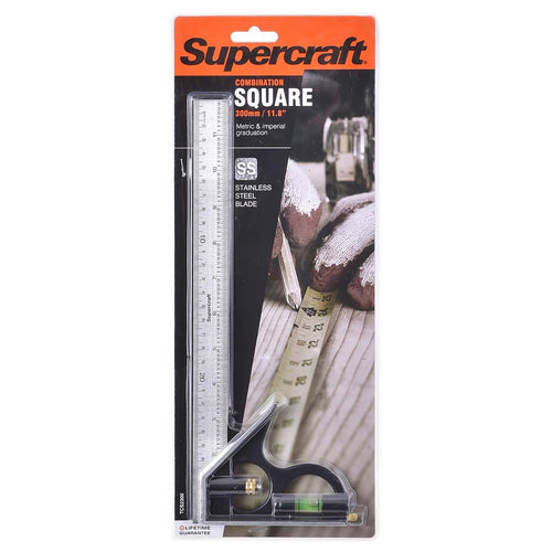 Supercraft Square Combination with Level 300mm Stainless Steel